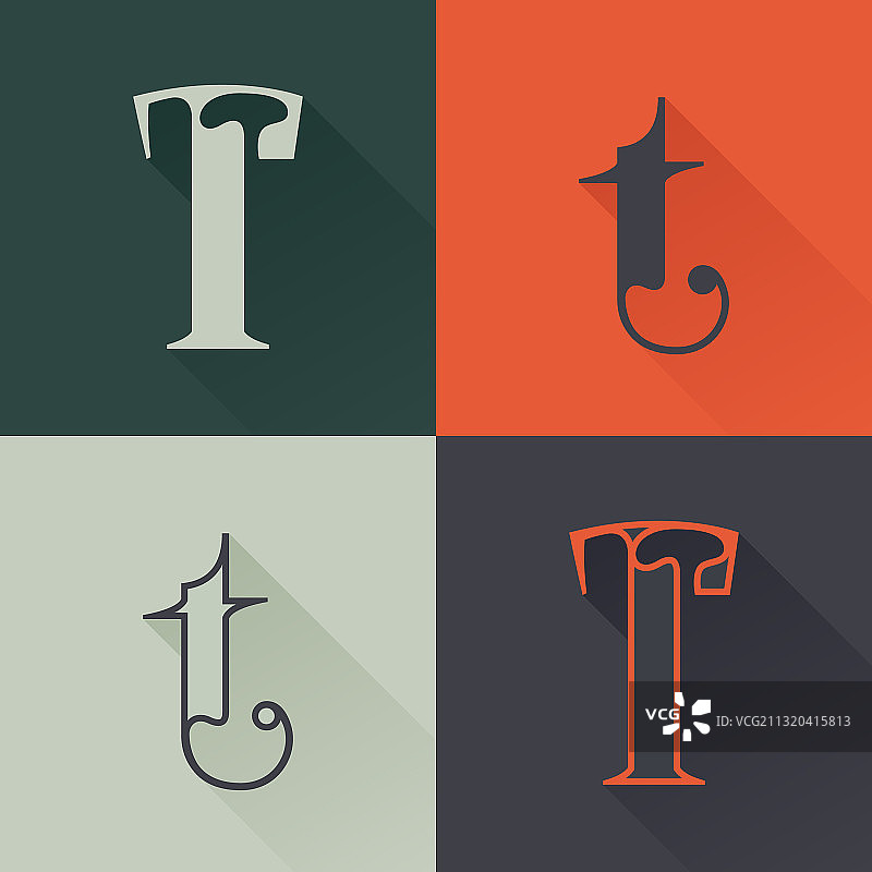 文艺复兴风格经典T字母Logo图片素材