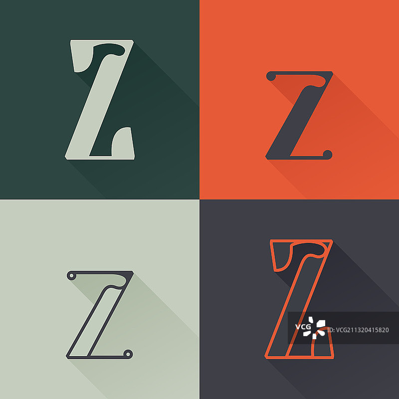 文艺复兴风格Z字母经典标志套装图片素材