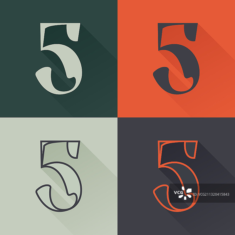 文艺复兴风格的经典数字5标志图片素材