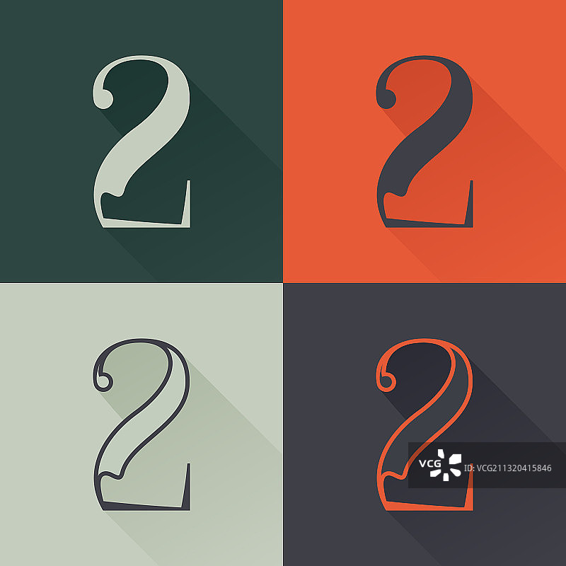 文艺复兴风格经典数字2标志图片素材