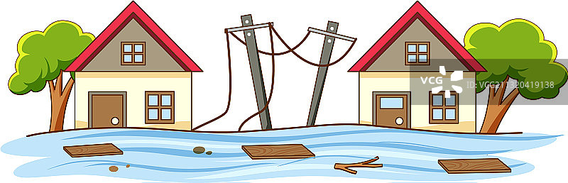 城市洪水场景图片素材