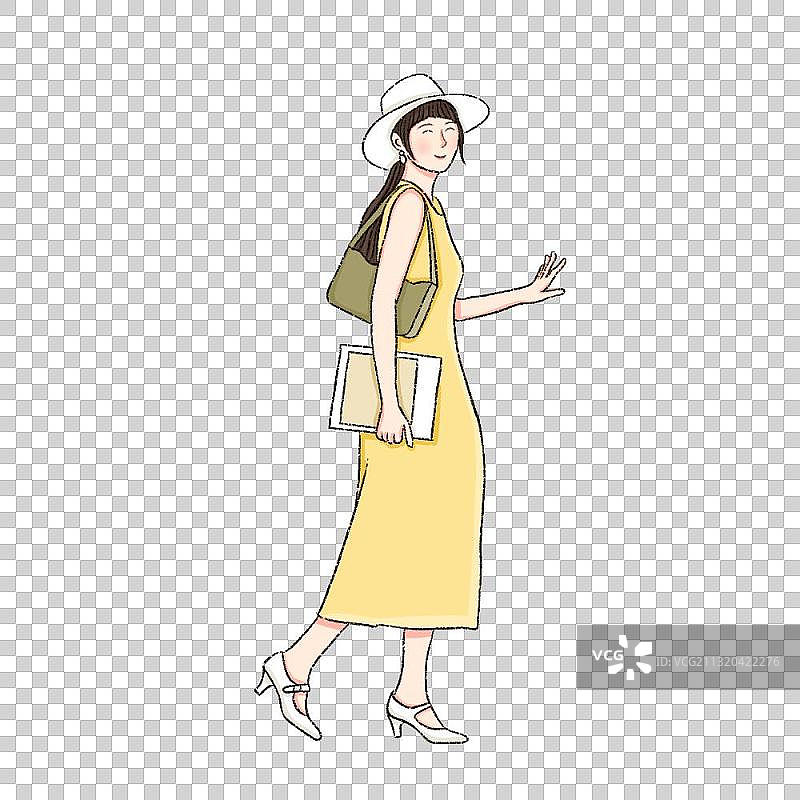 黄裙子女孩图片素材