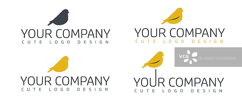 鸟类剪影logo概念模板图片素材