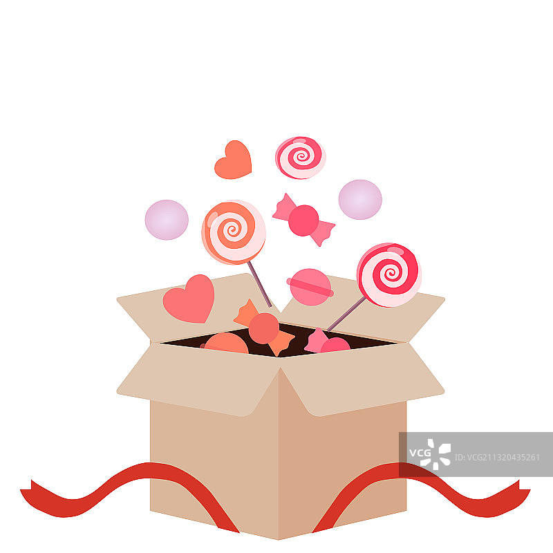 装满糖果图案的礼品盒图片素材