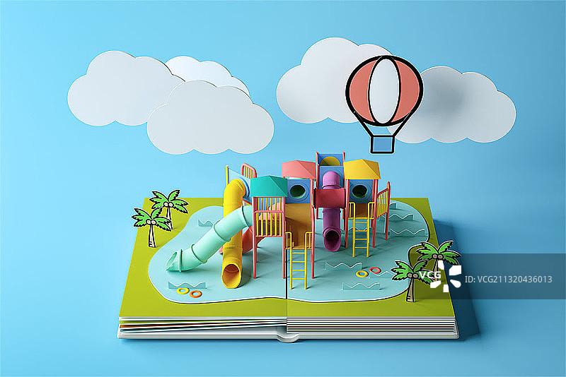 以水上乐园为主题的立体书图片素材