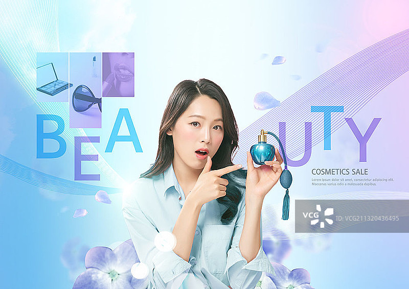 女子手持香水图片素材