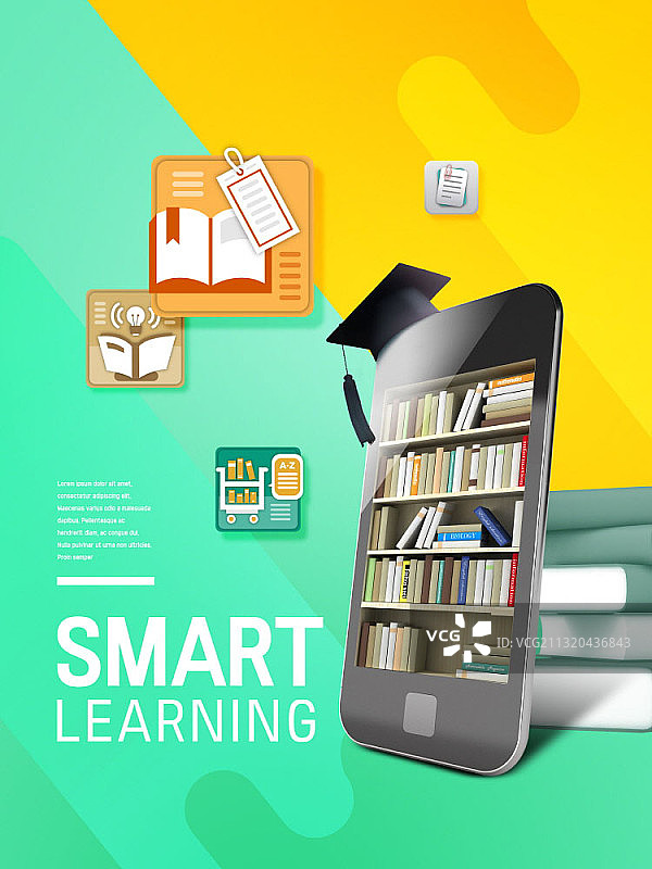 手机书架和在线教育图片素材