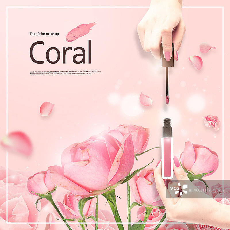 鲜花唇部产品广告图片素材