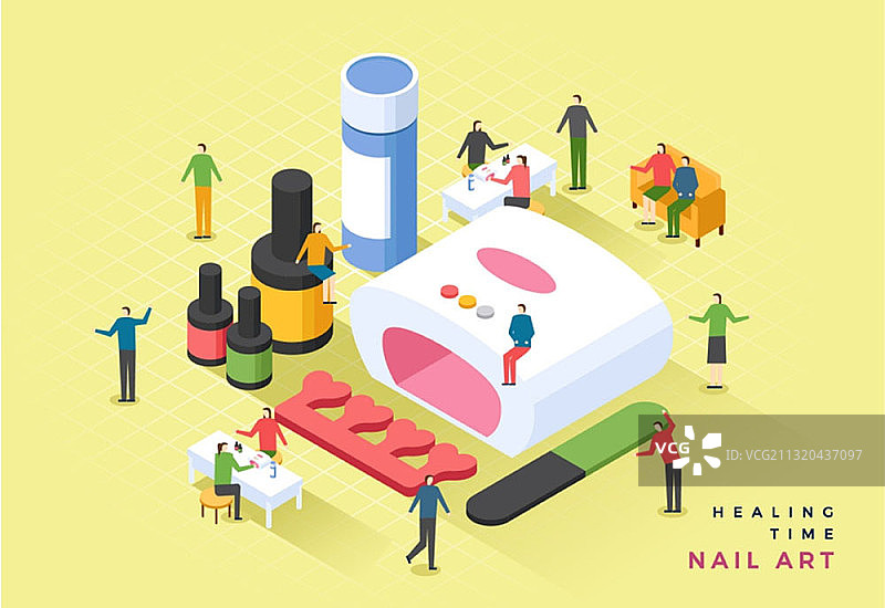 2.5D美甲相关插画图片素材