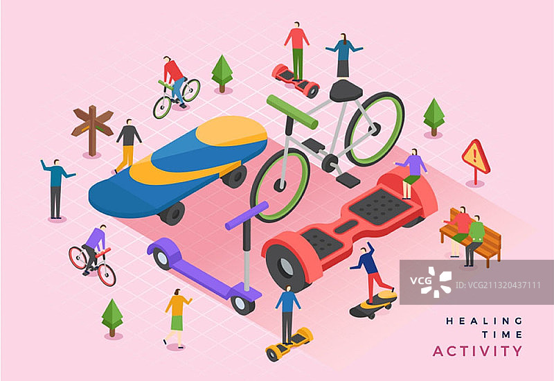 与户外活动相关的2.5D插画图片素材