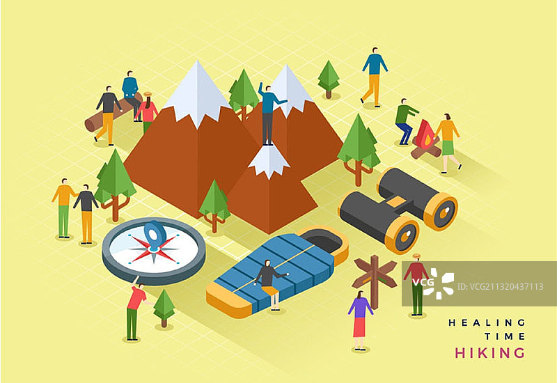 2.5D登山相关插画图片素材