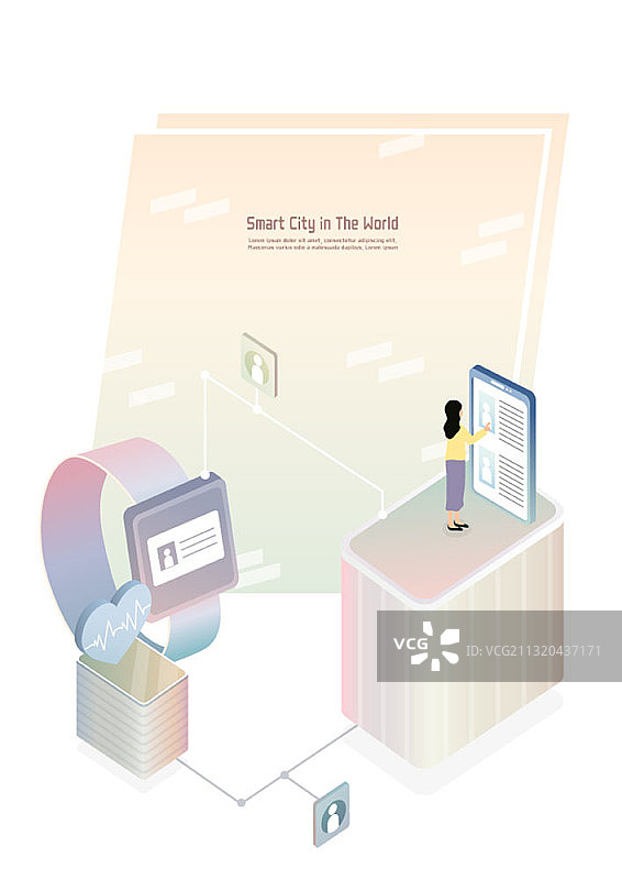 2.5D智慧城市和可穿戴设备插画图片素材