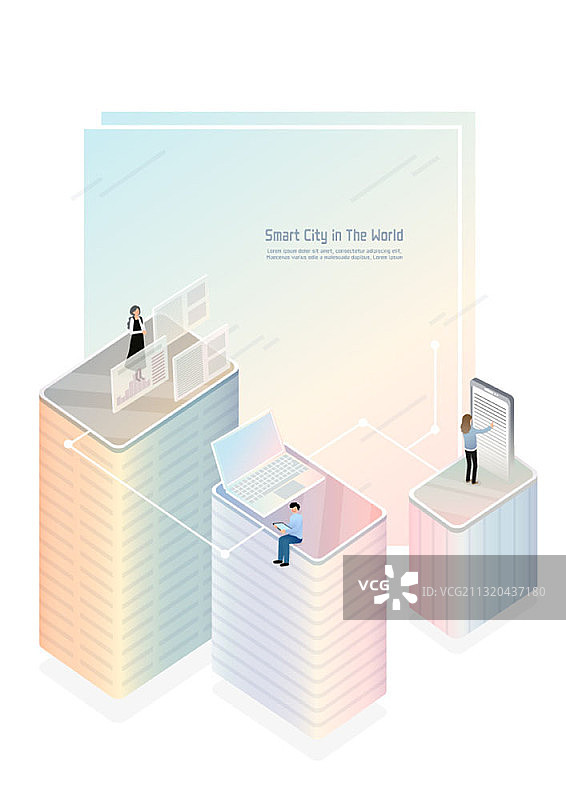 2.5D人们在网络上分享信息插画图片素材