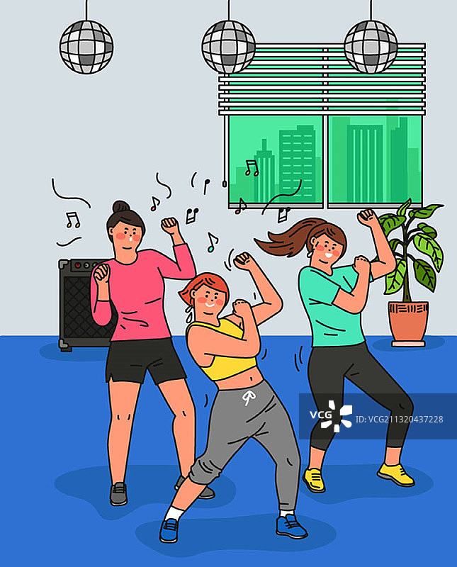 三位女士一起上尊巴课图片素材