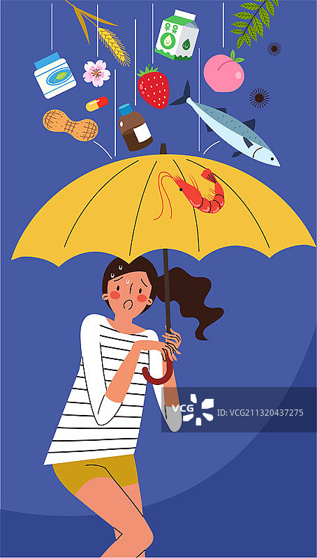 女人用伞躲避过敏原图片素材