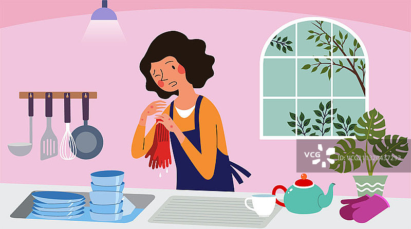 对橡胶过敏的家庭主妇图片素材