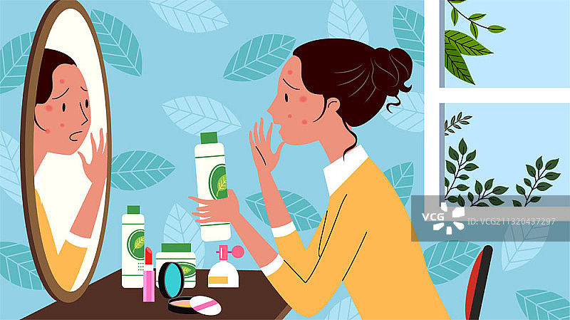 女人患有化妆品过敏症图片素材