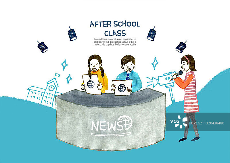 儿童体验广播的课后活动主题插画图片素材