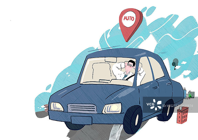 自动驾驶系统中的男子插画图片素材