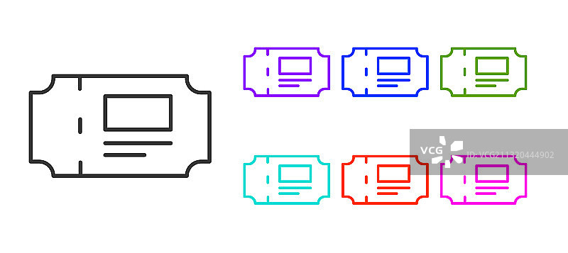 白色背景上的黑色线条博物馆门票图标图片素材