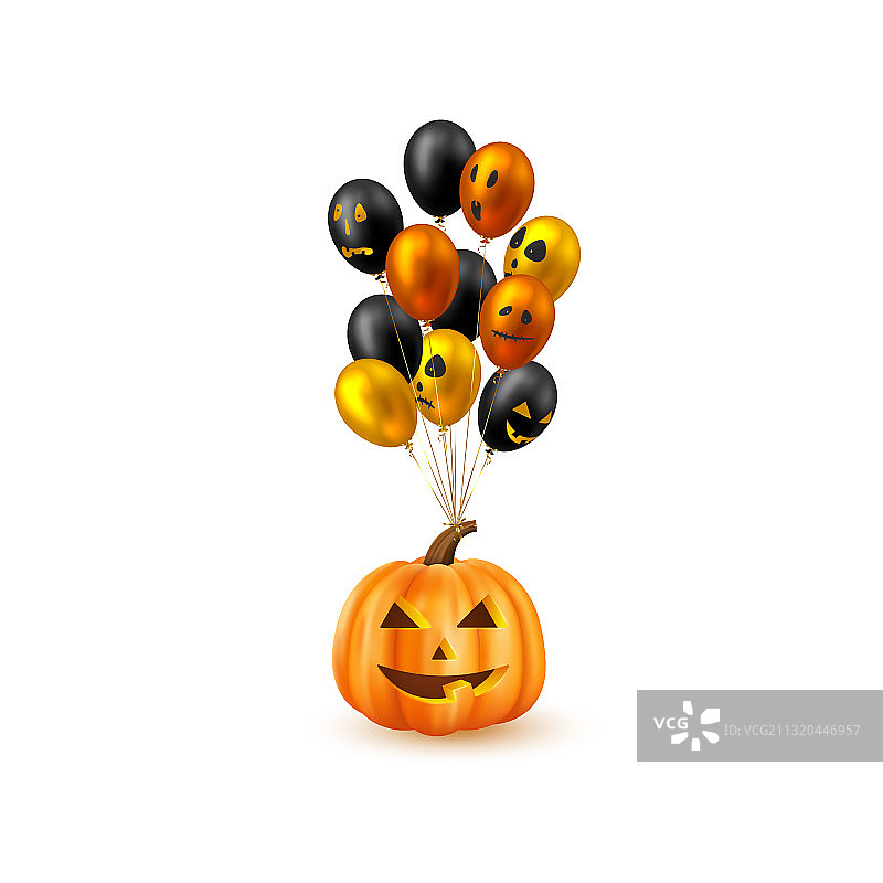 万圣节悬挂南瓜与光面气球图片素材
