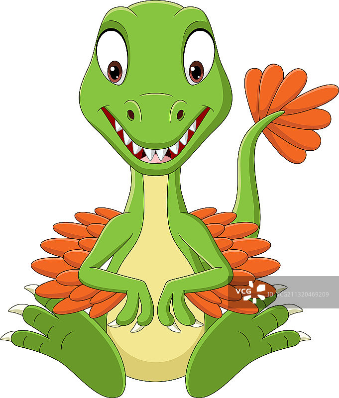 卡通迅猛龙恐龙坐姿图片素材