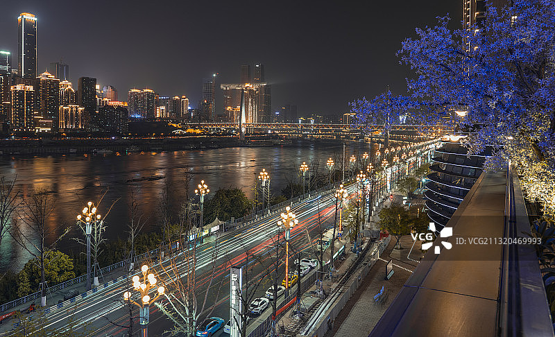 重庆夜景，南滨路图片素材