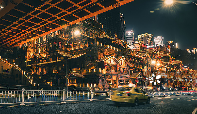 重庆夜景，洪崖洞图片素材