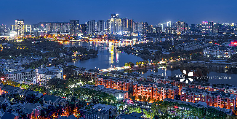 南京城市风光，江宁百家湖夜景图片素材