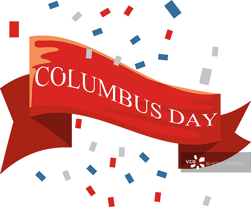 哥伦布日白色标签红色丝带图片素材