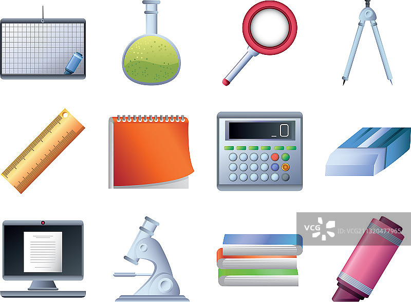 白色背景上的学校图标集图片素材