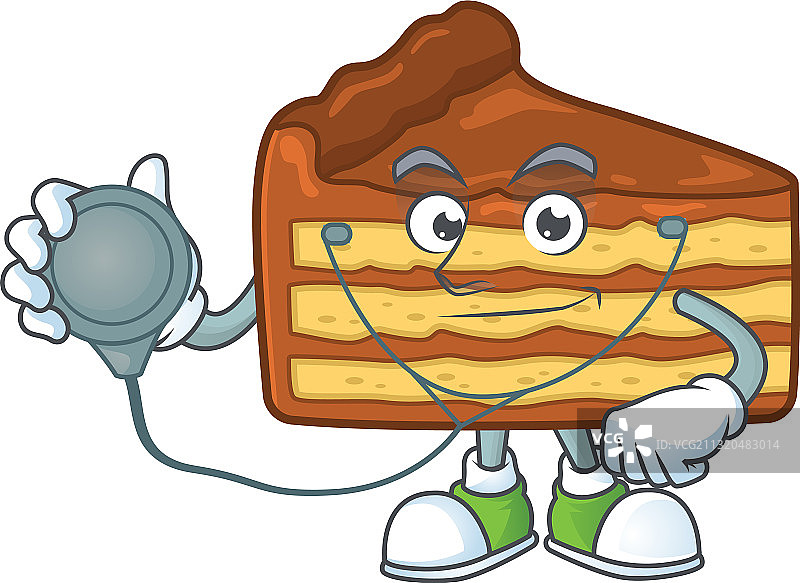 尽职的医生与巧克力切片蛋糕卡通图片素材