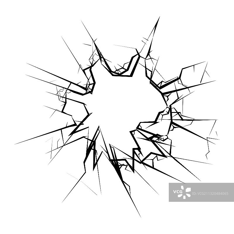 破碎玻璃孔洞裂纹图片素材