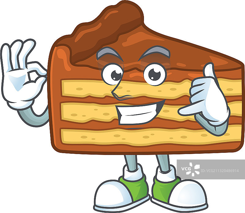 巧克力切片蛋糕吉祥物卡通设计图片素材