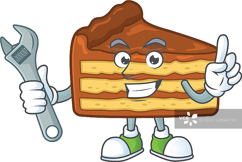 技工巧克力切片蛋糕吉祥物角色图片素材