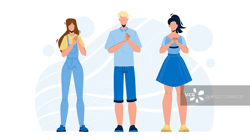 手放胸前的诚实人群图片素材