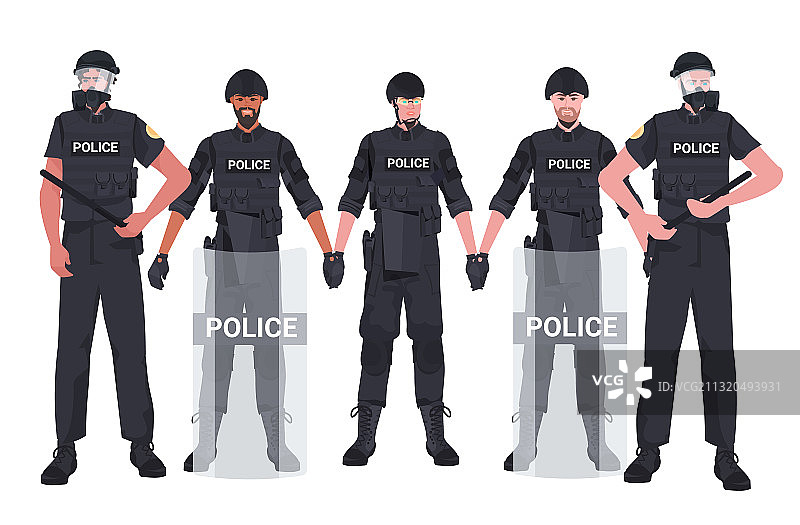 全副武装的混血人种警察图片素材