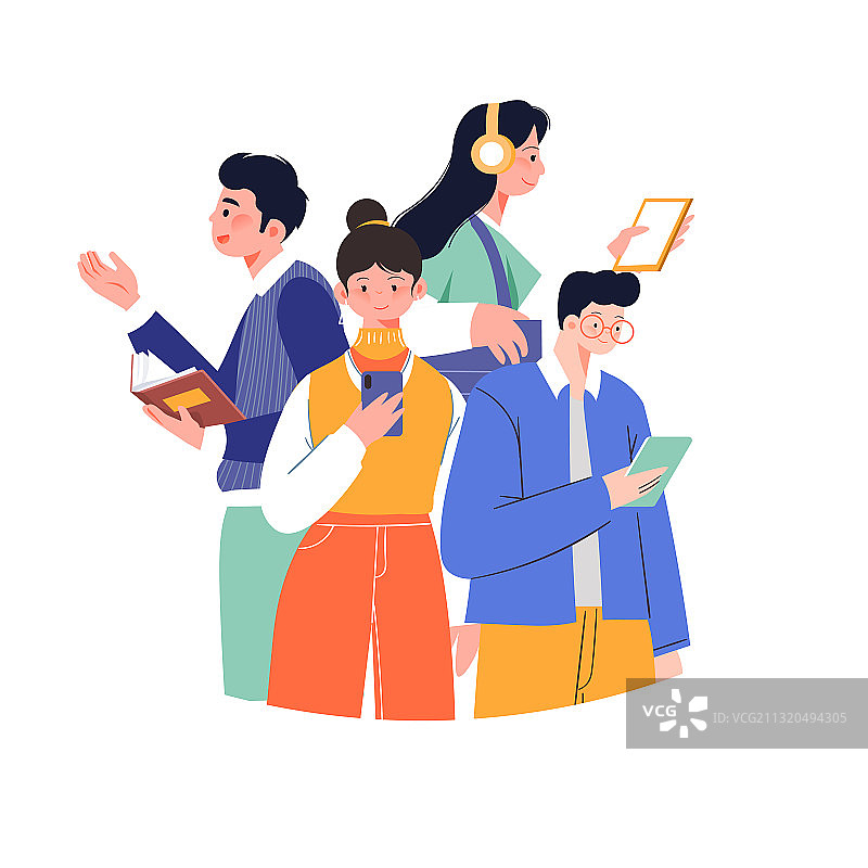 卡通邀请好友招商电商促销商务招募招聘求职时间青年学生矢量插画图片素材