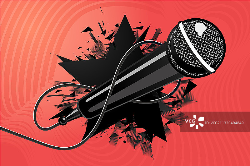 带有黑色星星的麦克风音乐图片素材