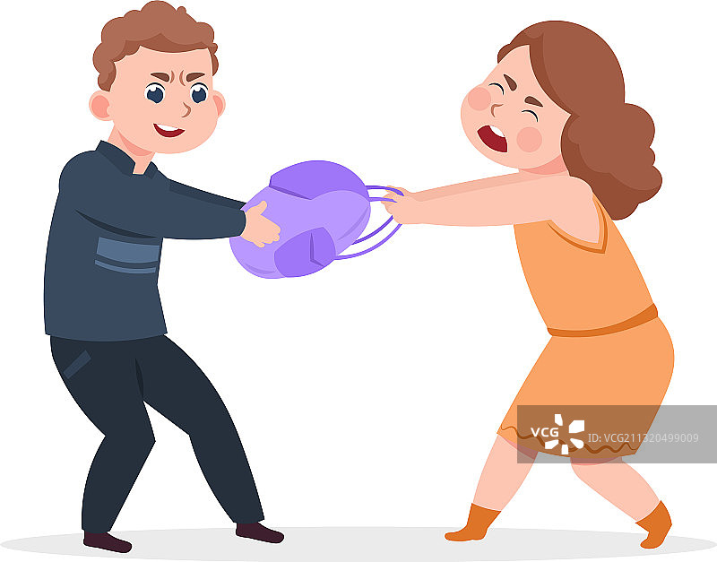 男孩从女孩那里拿包，不良学生行为图片素材