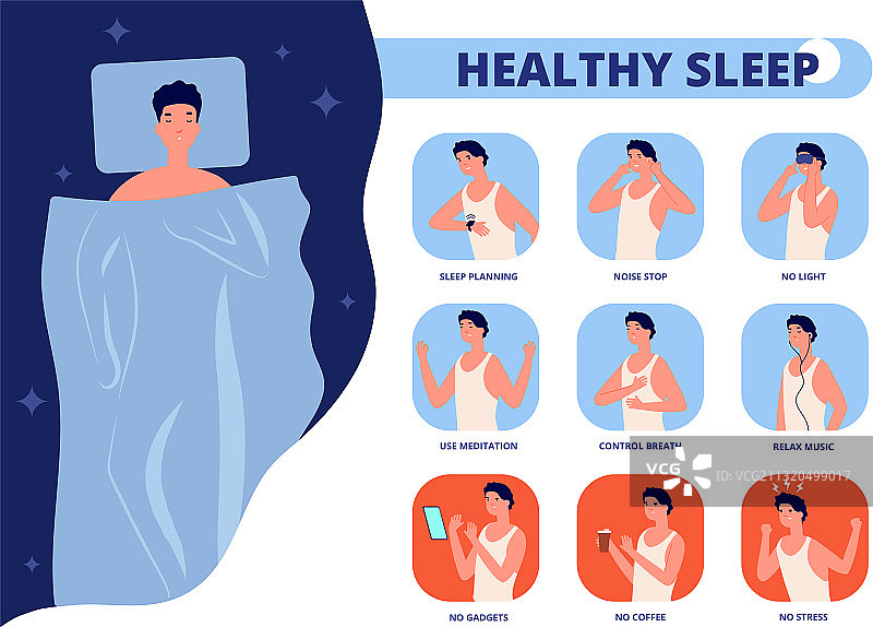 健康睡眠技巧信息图图片素材
