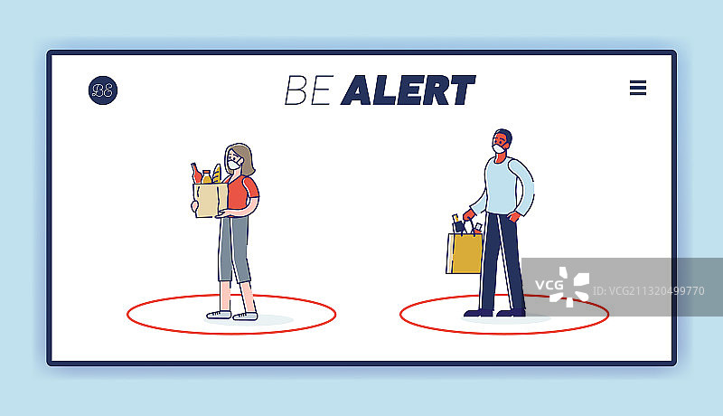 安全购物和新冠隔离措施图片素材