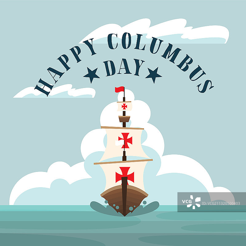 海上航行的船只，哥伦布日快乐图片素材