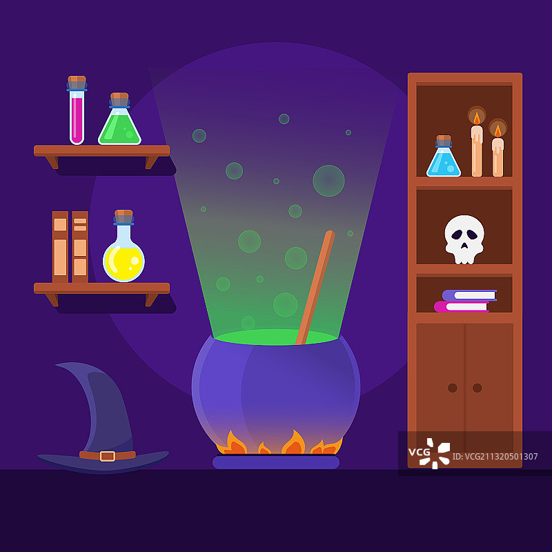 卡通炼金术士室内概念图片素材