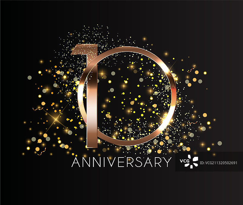 10周年金色模板 EPS10图片素材