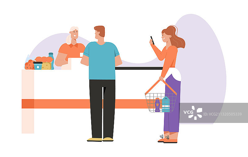 在超市收银台的顾客图片素材