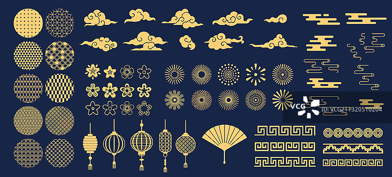 中国风新年金色装饰元素图片素材
