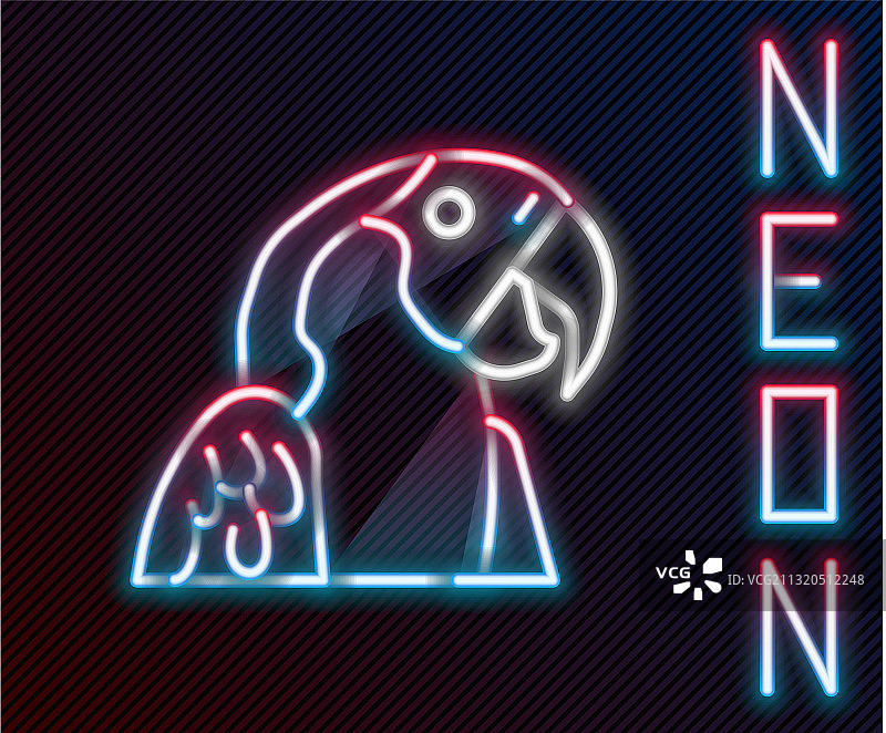 发光的霓虹灯线金刚鹦鹉鸟类动物图标图片素材