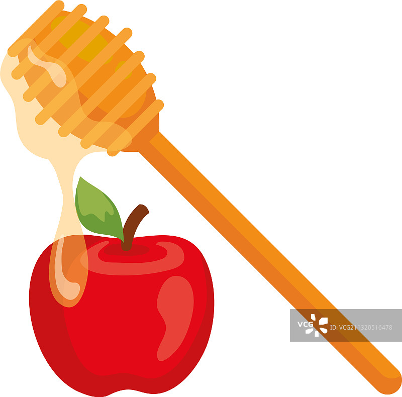 白色背景上的苹果蜂蜜棒图片素材