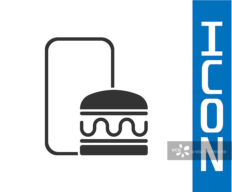 灰色在线订购和快餐配送图标图片素材